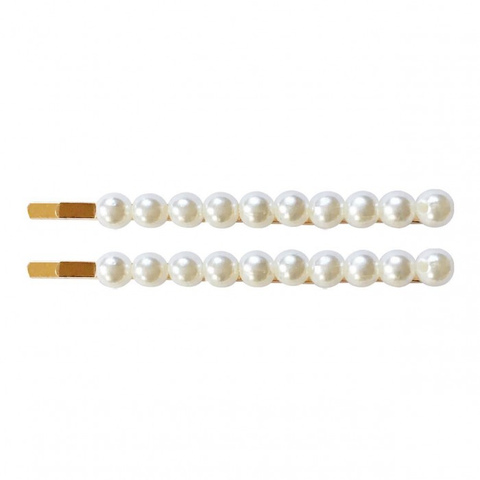 Milledeux Набор из двух невидимок с крупным жемчугом Pearl milledeux заколка клик клак с жемчугом прямоугольная pearl