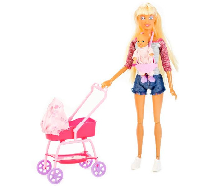 цена Куклы и одежда для кукол Defa Набор кукол 2 шт. с коляской и аксессуарами 33 см