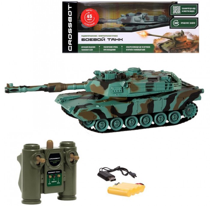 Радиоуправляемые игрушки Crossbot Танк Abrams M1A2 на радиоуправлении heng long 1 16 m1a2 abrams rc tank 3918 пластиковые ведущие колеса звездочки