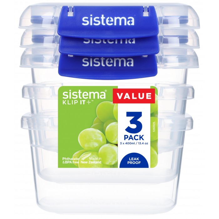 контейнеры для еды bradex набор банок для сыпучих продуктов tac m 3 шт Контейнеры для еды Sistema Набор контейнеров для продуктов 400 мл 3 шт.