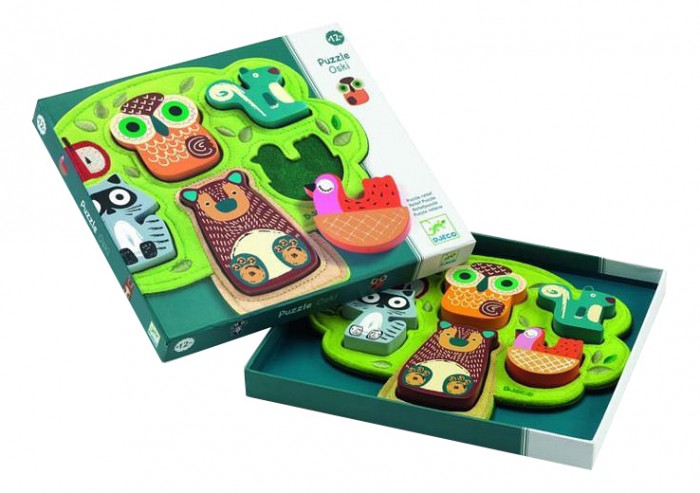 Деревянная игрушка Djeco Фетровая рамка-вкладыш Оски рамка вкладыш учим лесных животных 5 элементов