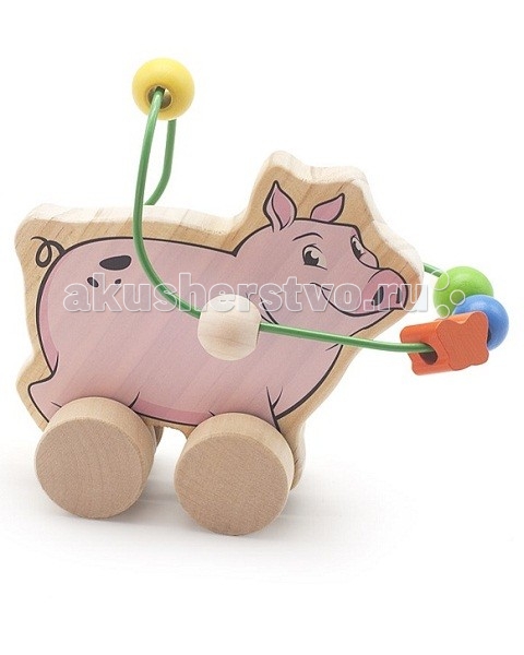 Каталка-игрушка Мир деревянных игрушек Лабиринт-каталка Свинья