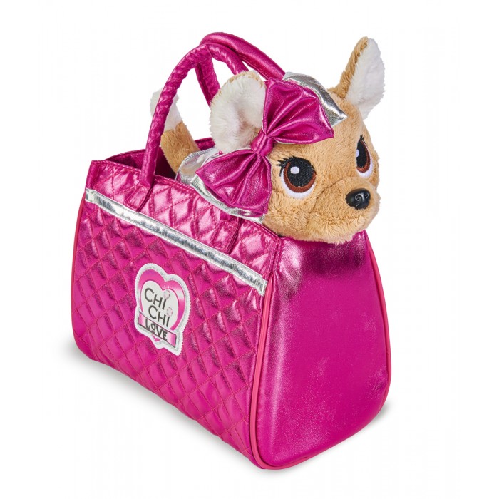 Мягкая игрушка Chi-Chi Love Плюшевая собачка Гламур с розовой сумочкой и бантом 20 см