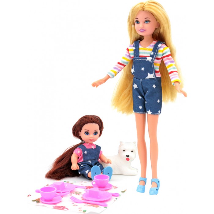 Куклы и одежда для кукол Funky Toys Кукла Мила 23 см с куклой Вики 12 см с собачкой и набором для пикника самая модная кукла мила