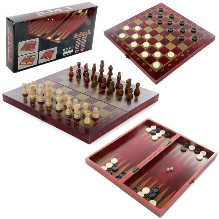 цена Настольные игры Veld CO Настольная игра Шахматы деревянные 3 в 1