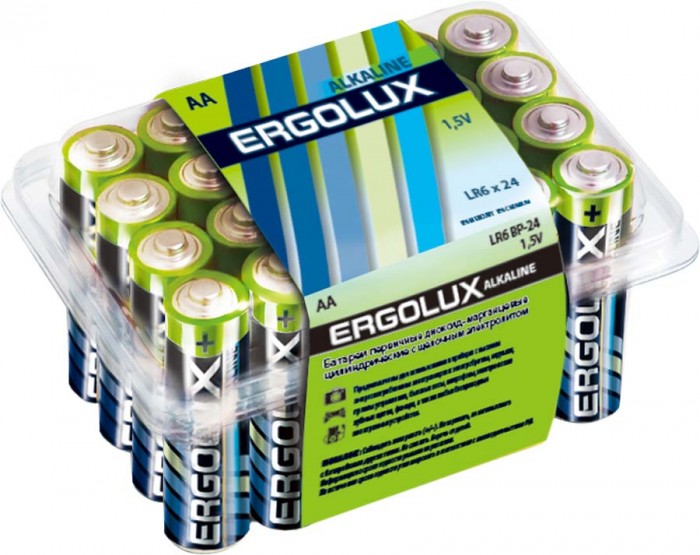 Ergolux Батарейка Alkaline BP-24 (AA - LR6,1.5В) батарейка ergolux аа lr06 lr6 alkaline алкалиновая 1 5 в коробка 12 шт 11749