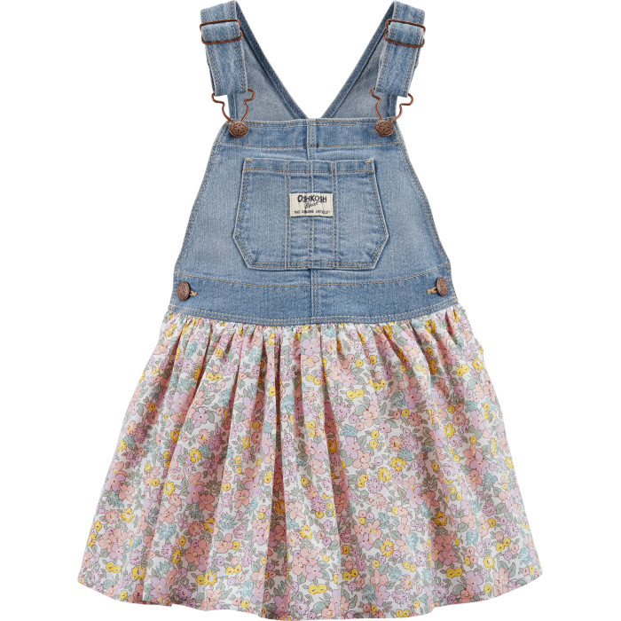 

OshKosh B'gosh Сарафан для девочки джинсовый лиф юбка в цветочек, Сарафан для девочки джинсовый лиф юбка в цветочек