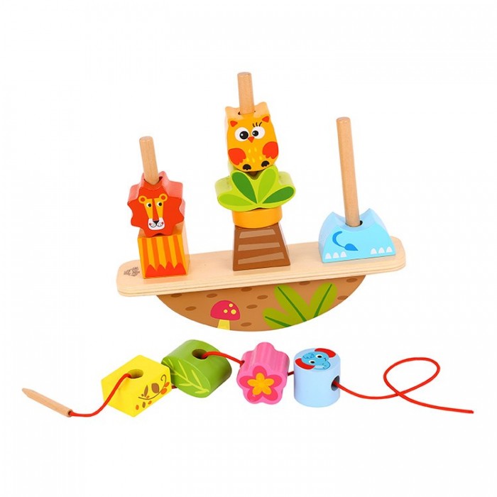 Деревянная игрушка Tooky Toy Развивающая игра-баланс Животные со шнуровкой умные игры настольная игра весёлые лягушки поймай баланс