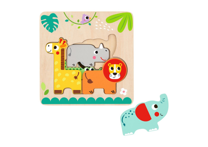 Пазлы Tooky Toy Многослойный пазл Животные джунглей игры для малышей tooky toy игра падающая башня животные