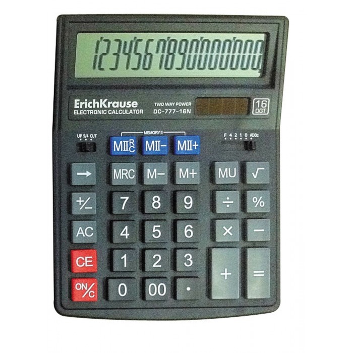 

ErichKrause Калькулятор настольный 16-разрядов DC-777-16N, Калькулятор настольный 16-разрядов DC-777-16N