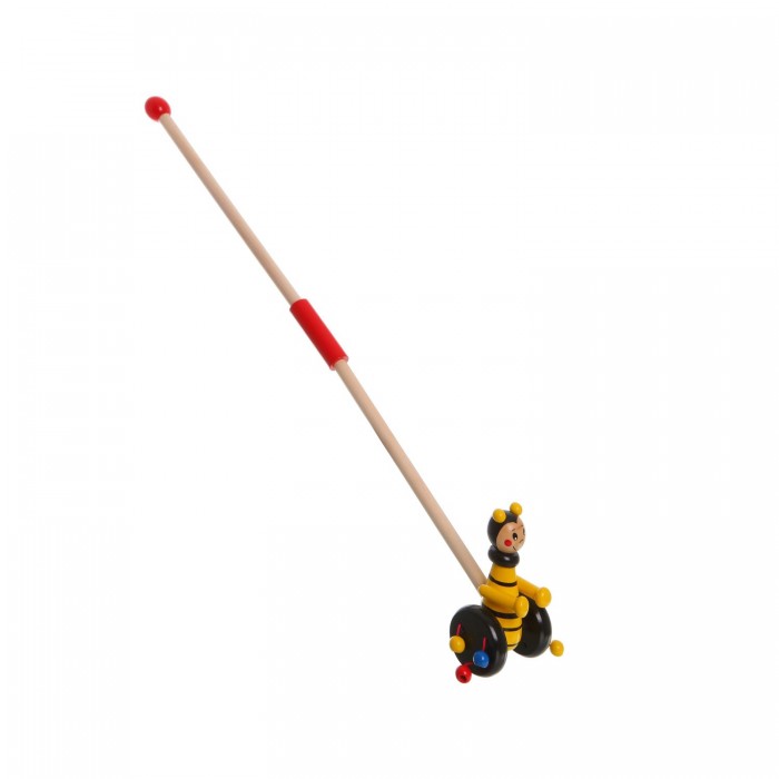 Каталка-игрушка Bondibon Пчелка с ручкой игрушка тренировочная канатная с ручкой