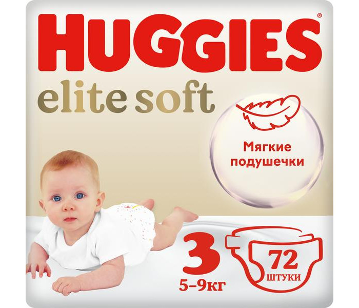  Huggies Подгузники Элит Софт M (5-9кг) 72 шт.