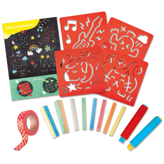 Наборы для творчества Hape Игровой набор для рисования мелками по трафаретам развивающий детский игровой набор для рисования мелками по трафаретам