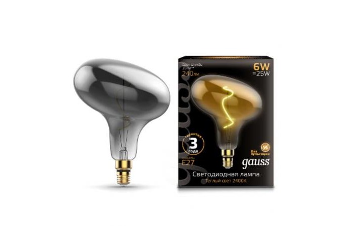 

Светильник Gauss Лампа Vintage Filament Flexible LED FD180 6W E27 2400K, Лампа Vintage Filament Flexible LED FD180 6W E27 2400K