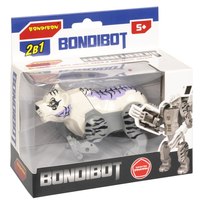 Bondibon Трансформер Bondibot 2 в 1 робот-белый тигр
