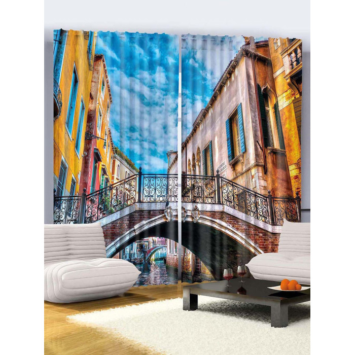 

JoyArty Шторы с фотопечатью Путешествие в Венецию из сатена 290х265 см, Шторы с фотопечатью Путешествие в Венецию из сатена 290х265 см