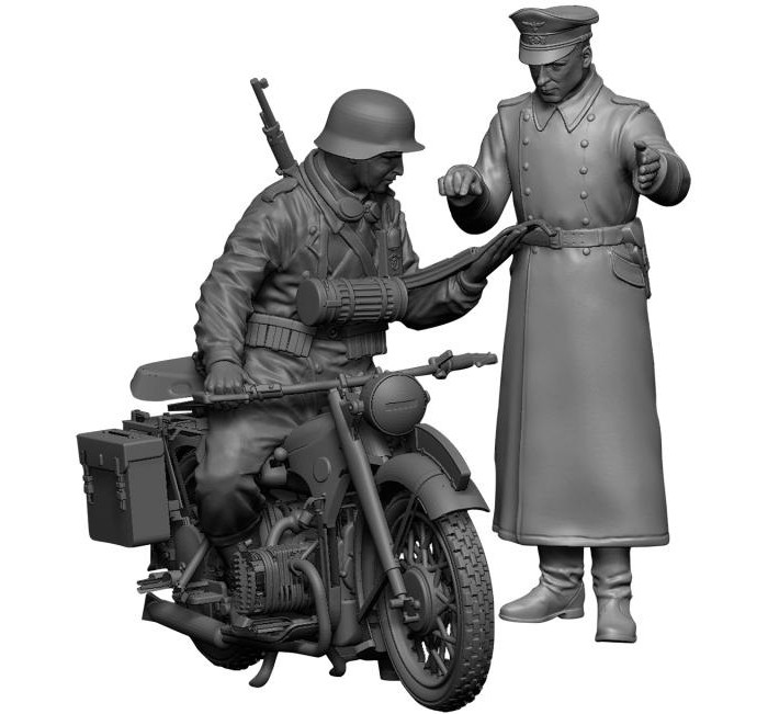 Звезда Сборная модель Немецкий тяжелый мотоцикл Р-12 с водителем и офицером