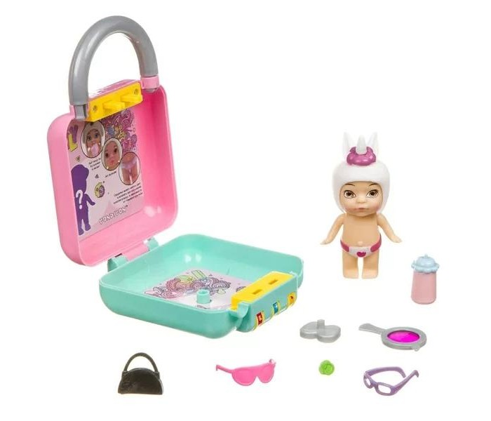 Bondibon Игровой набор OLY Кукла в чемоданчике на кодовом замке в шапочке с животным ВВ3874 набор для кормления и купания пупса smoby