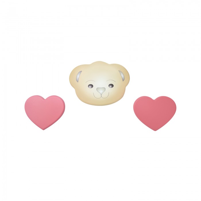 Кубаньлесстрой Декоративная накладка Мишка и два больших сердца со стразами 004