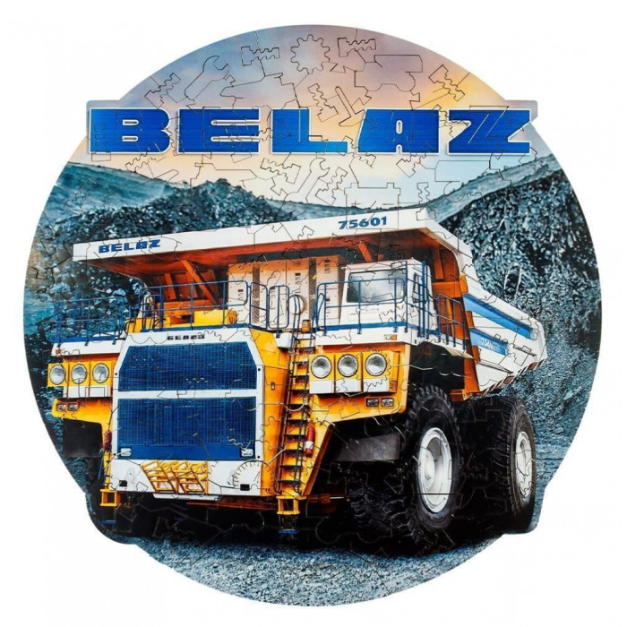 фото Деревянная игрушка ewa пазл фигурный автомобиль belaz 75601 28x28 см