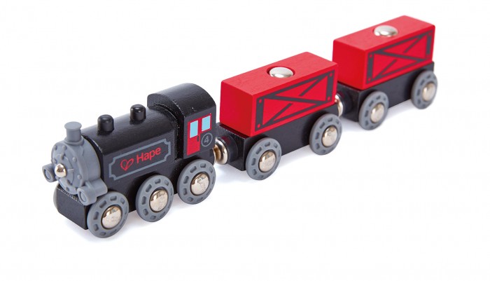Железные дороги Hape Паровозик железные дороги форма паровозик ромашка с вагоном детский сад 39 см
