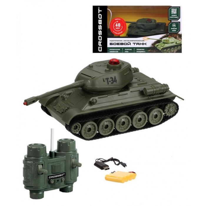 Радиоуправляемые игрушки Crossbot Танк Т-34 на радиоуправлении танковый бой военная стратегия на радиоуправлении в наборе 2 танка