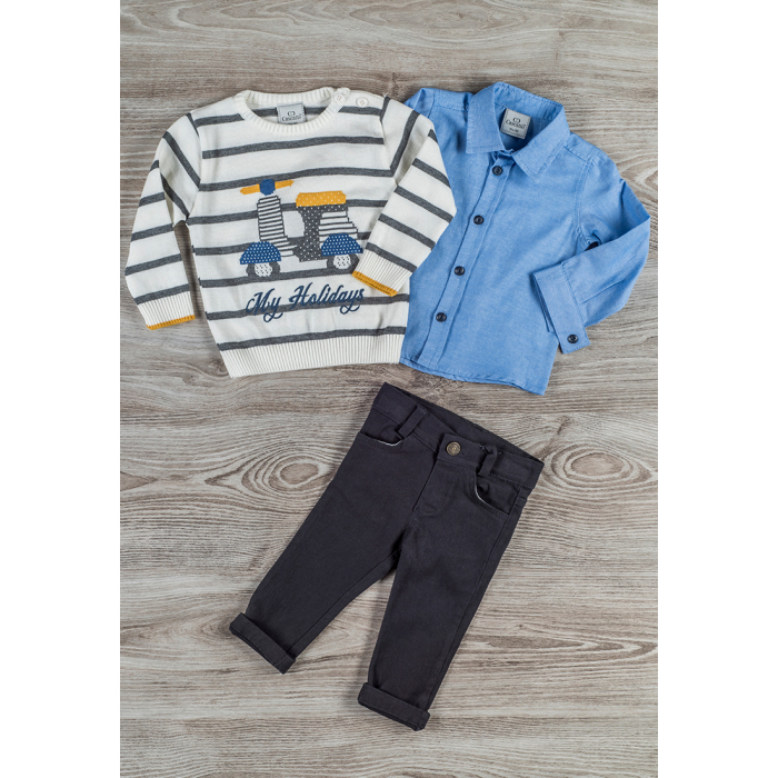 комплекты детской одежды carter s комплект для мальчика джемпер брюки 1m700610 Комплекты детской одежды Cascatto Комплект для мальчика (брюки, рубашка, джемпер) G-KOMM18/12