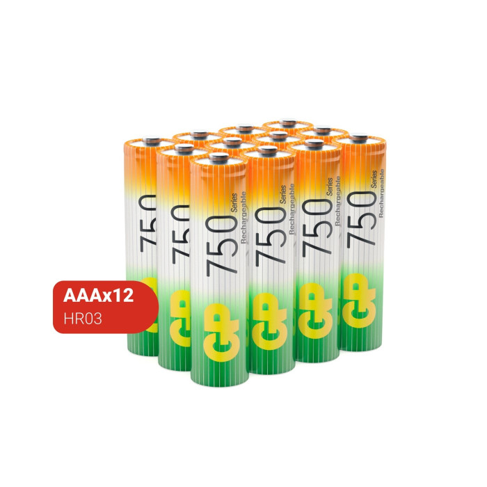 GP Batteries Аккумуляторы 75AAAHC-B ААА 12 шт.