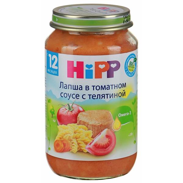 Вермишель Hipp. Готовая детская еда в лотке Hipp.