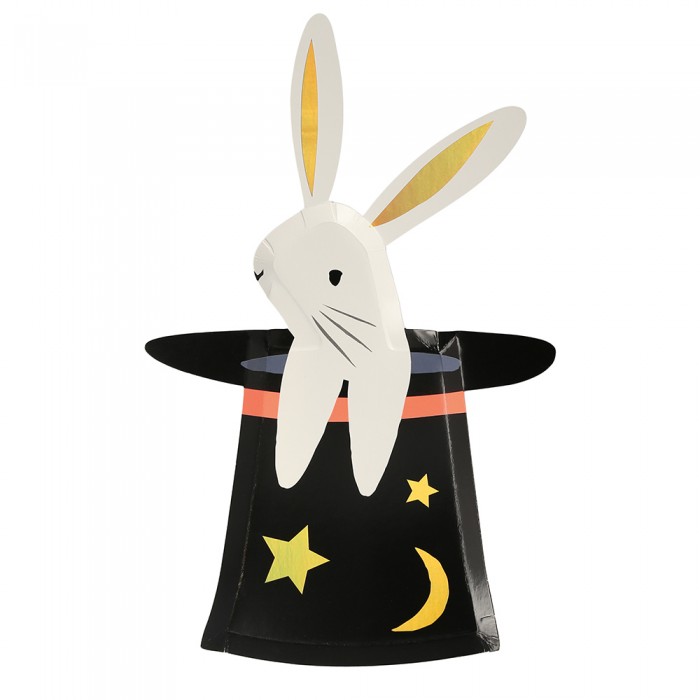цена Товары для праздника MeriMeri Тарелки в форме кролика в шляпе Фокусы 8 шт.
