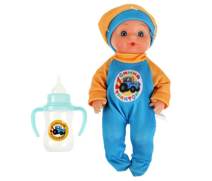 цена Куклы и одежда для кукол Карапуз Пупс функциональный Синий Трактор 15см