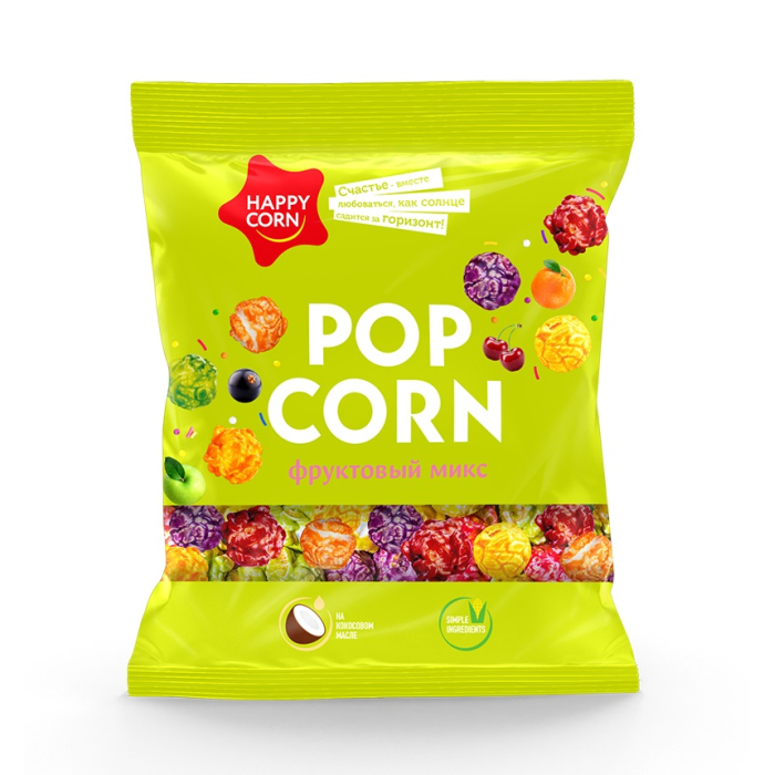 Happy Corn Попкорн карамелизированный готовый Фруктовый микс 70 г