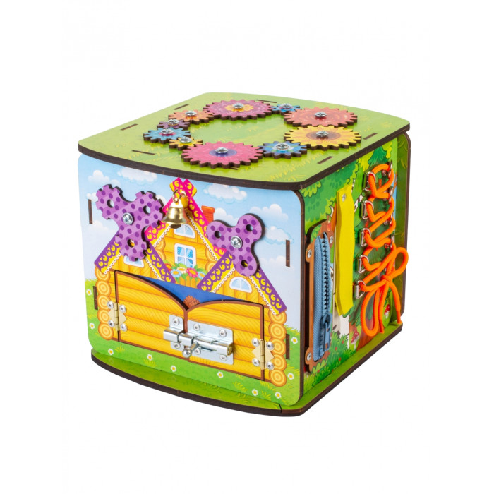 Развивающая игрушка Woodlandtoys Бизиборд Куб в гостях у Вудликов 112400 - фото 1