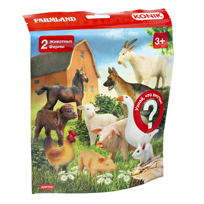 Игровые фигурки Konik Пакетик-сюрприз Животные фермы 2 фигурки цена и фото