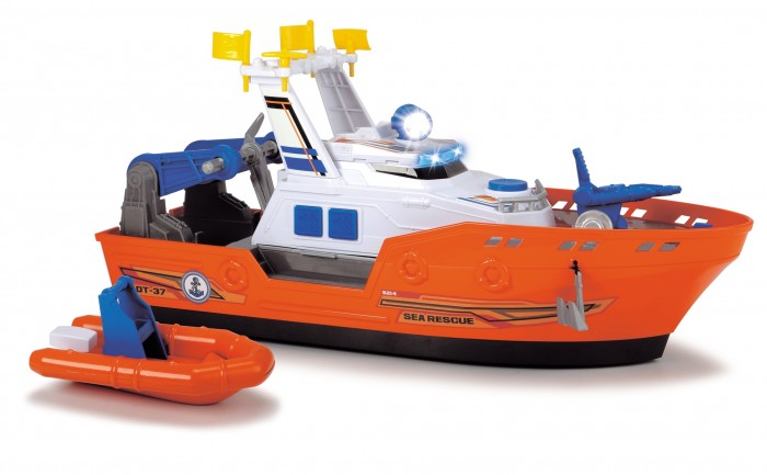 Игрушки для ванны Dickie Спасательное судно со шлюпкой и водой 40 см грузовик volvo 32 см и погрузчик 9 см свет звук dickie toys