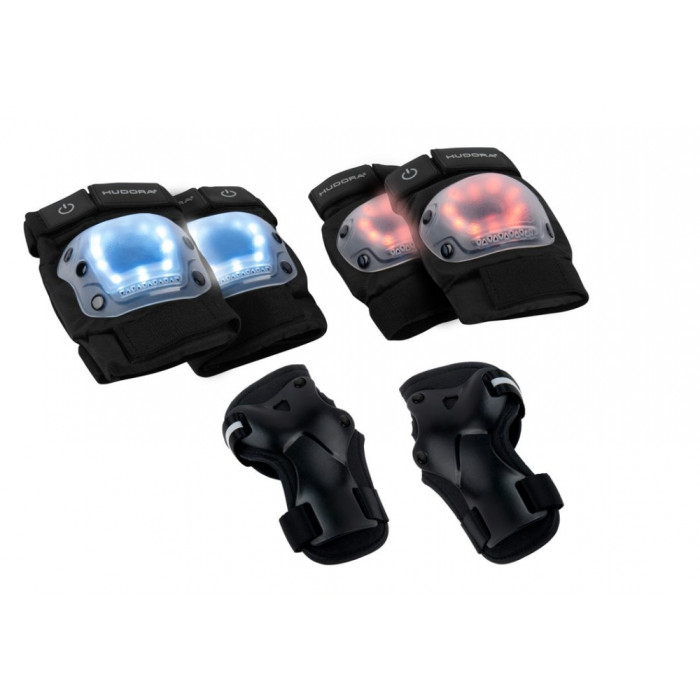 Шлемы и защита Hudora Комплект защиты LED 8301 цена и фото