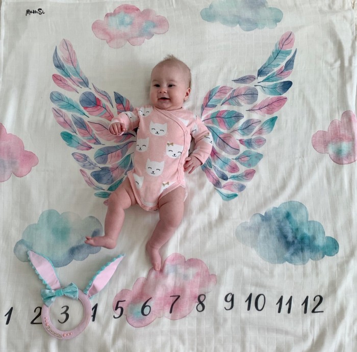 Пеленки MamSis для фото Розовые крылья 120х120 см