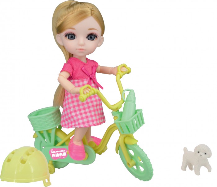 Funky Toys Игровой набор на велосипеде с собачкой и Кукла Малышка Лили 16 см FT72010 - фото 1