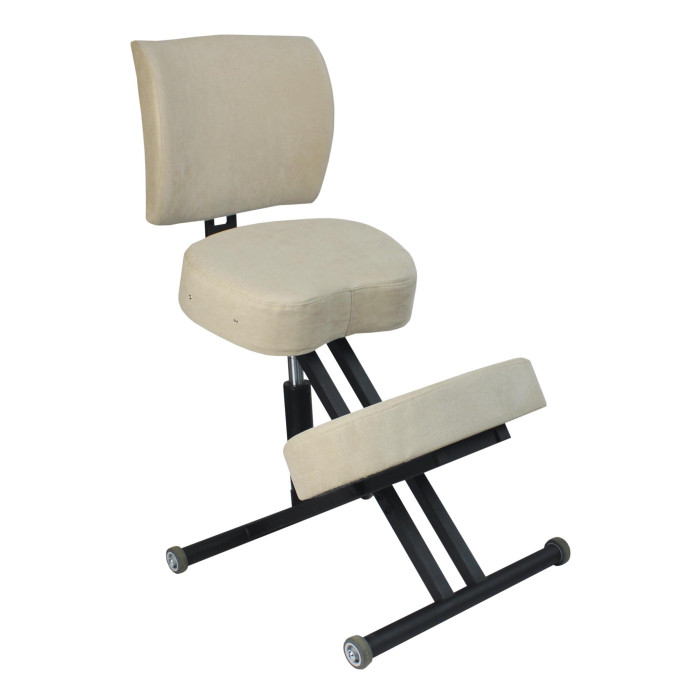 Олимп Коленный стул повышенной мягкости со спинкой и газлифтом СК2-2 ГЛ (чёрный корпус)