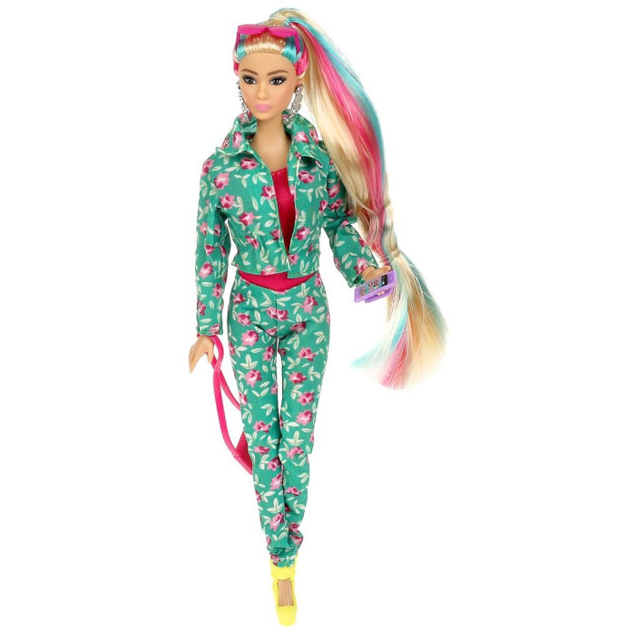 Карапуз Кукла в розово-зелёном брючном костюме София 29 см