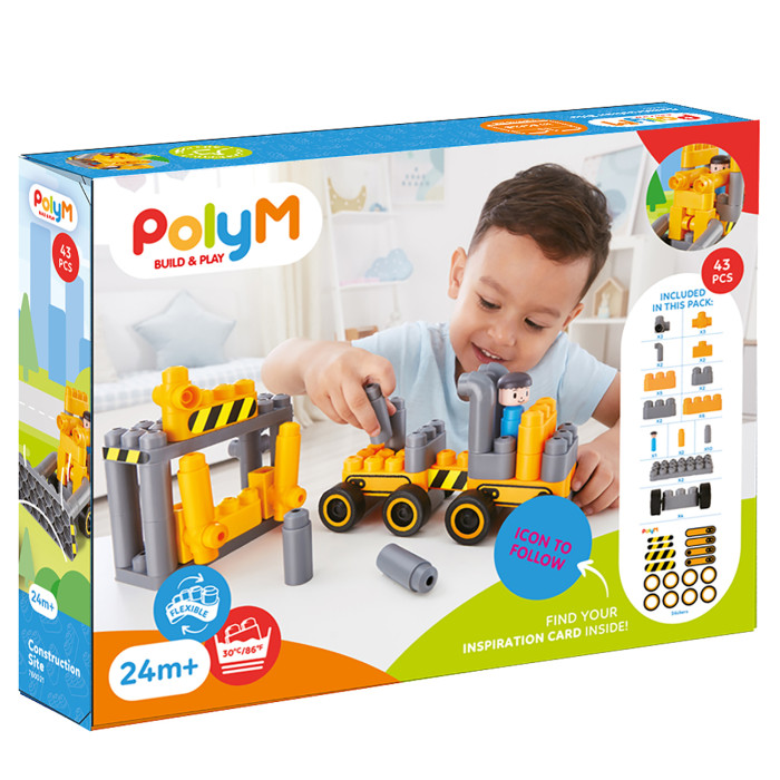Конструктор PolyM детский Строительная площадка 43 элемента строительная техника механизмы все обо всем в ных картинках