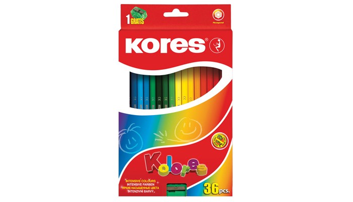 Kores  Карандаши цветные шестигранные с точилкой 36 цветов