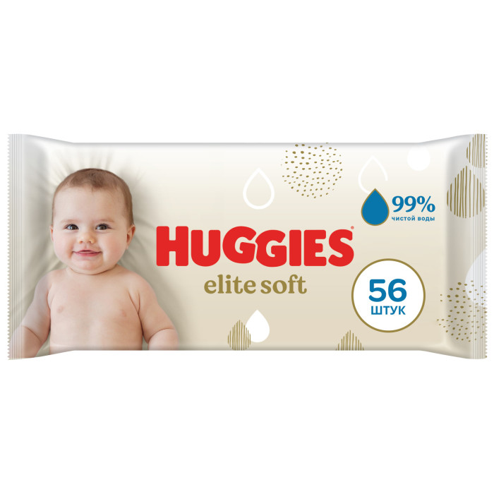 Huggies Влажные салфетки Elite Soft для новорожденных 56 шт.