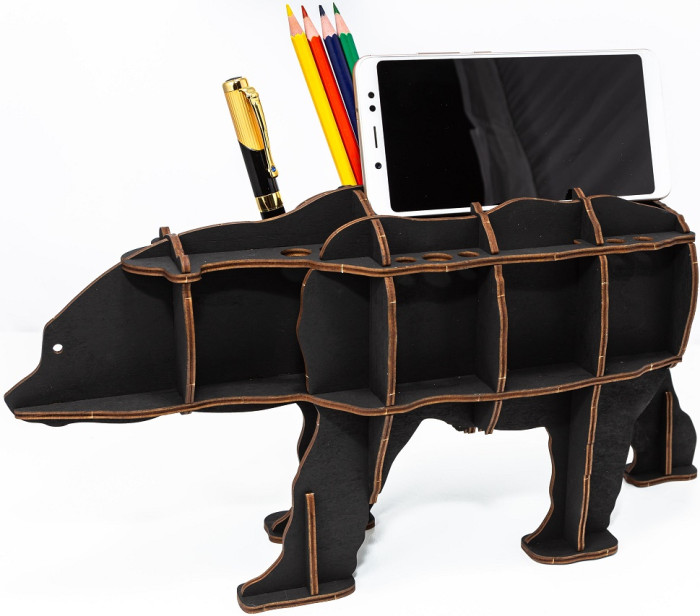 

Eco Wood Art Сборная модель 3D Ewa Design Настольный органайзер Медведь, Сборная модель 3D Ewa Design Настольный органайзер Медведь