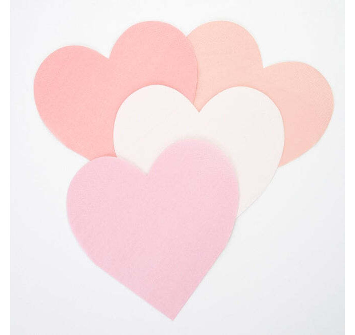 MeriMeri Салфетки Розовое сердце большие 20 шт.