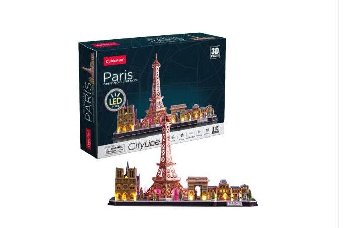CubicFun 3D пазл Париж с LED-подсветкой 115 деталей cubicfun 3d пазл national geographic тауэрский мост 120 деталей