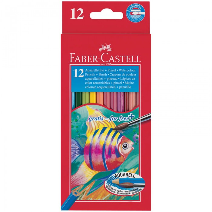

Faber-Castell Карандаши акварельные с кистью 12 цветов, Карандаши акварельные с кистью 12 цветов