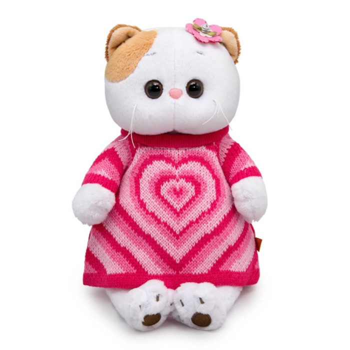 Мягкая игрушка Budi Basa Кошечка Ли-Ли в вязаном платье с сердцем 24 см