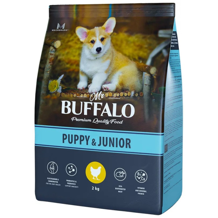 Mr.Buffalo Сухой корм Puppy & Junior для щенков и юниоров с курицей 2 кг B121 - фото 1