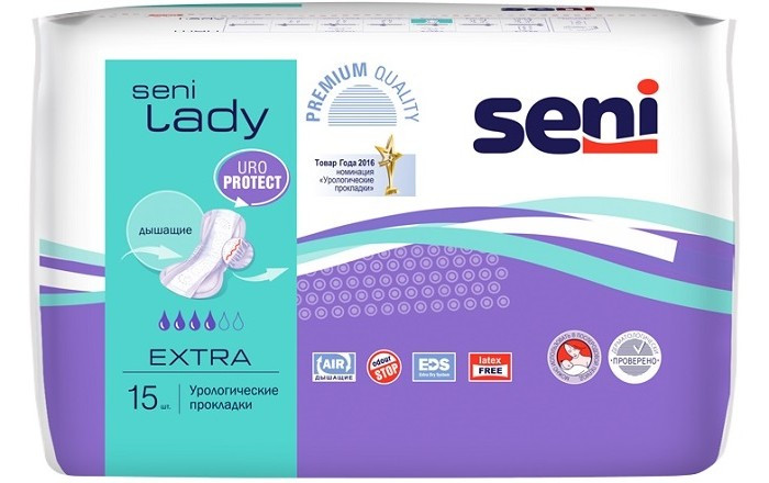 

Seni Урологические прокладки Lady Extra 15 шт. 4 упаковки, Урологические прокладки Lady Extra 15 шт. 4 упаковки
